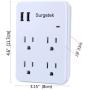 Surgetek Cell Phone Wall Mount Charger Power Strips Outlets Surge Protector 4-Outlet Dual USB for iPhone 6 7 8 Plus iPhone X Samsung S7 S8 Plus(4 outlets with 2 USB)