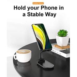 Cell Phone Stand, UXD Foldable Tablet Stand Holder Cell Phone Adjustable Stand for Desk Compatible with Samsung Galaxy iPad Pro iPhone X Xr Xs max All Smartphones (Black)