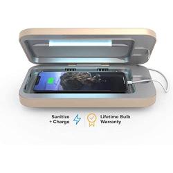 PhoneSoap 3 UV Smartphone Sanitizer & Universal Charger | Patented & Clinically Proven UV Light Disinfector | (Light Gold)