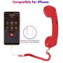 Cell Phone Handset,Retro Telephone Handset Anti Radiation Receivers 3.5MM for iPhone iPad,Mobile Phones,Computer Black (Red)