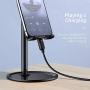 Cell Phone Stand Holder for Desk - FLOVEME Phone Holder Stand for Desktop Adjustable Angle Compatible for iPhone 11 Pro Max, Tablet, Android Smartphone, Aluminum Metal, Black Color, 4-7.9inch