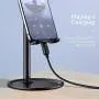 Cell Phone Stand Holder for Desk - FLOVEME Phone Holder Stand for Desktop Adjustable Angle Compatible for iPhone 11 Pro Max, Tablet, Android Smartphone, Aluminum Metal, Black Color, 4-7.9inch