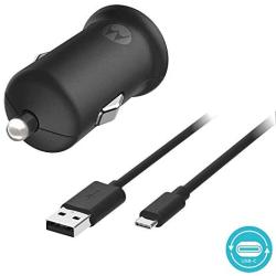 Motorola TurboPower 18 QC3.0 Car Charger w/ 3.3ft SKN6473A USB-C Cable for Moto Z, Z2, Z3, Z4, X4, G7, G7 Play, G7 Plus, G7 Power, G6, G6 Plus [NOT for G6 Play] (Retail Box)