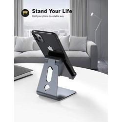 Adjustable Cell Phone Stand, Lamicall Phone Stand : [Update Version] Cradle, Dock, Holder Compatible with iPhone Xs XR 8 X 7 6 6s Plus SE 5 5s 5c Charging, Accessories Desk, Android Smartphone - Gray