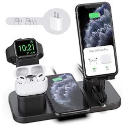 Wireless Charger Stand, CEREECOO 4 in 1 Wireless Charging Station Dock Compatible with iPhone 11/11pro/Xr/Xs/X/Max/8/8Plus/7/6/6s/5 Apple Watch5/4/3 AirPods/Airpods Pro (iWatch Charger Required)