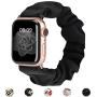 MITERV Compatible with Apple Watch Band 38mm 40mm 42mm 44mm Soft Floral Fabric Elastic Scrunchies iWatch Bands for Apple Watch Series 5,4,3,2,1 (Black, 38mm/40mm Small)