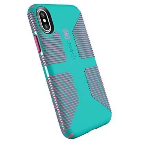 Speck Products CandyShell Grip Cell Phone Case for iPhone XS/iPhone X - Caribbean Blue/Bubblegum Pink Speck Products CandyShell Grip Cell Phone Case for iPhone XS/iPhone X - Caribbean Blue/Bubblegum Pink