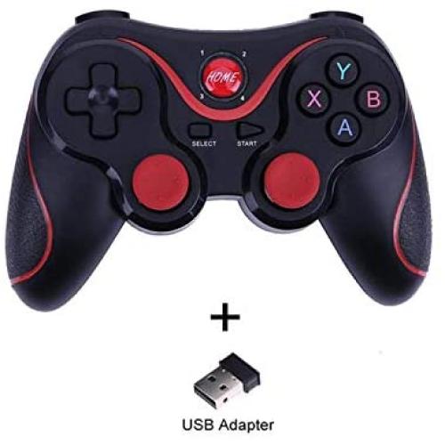 Phone Game Controller, T3 Bluetooth Joystick Wireless Gamepad Game Controller Joystick Gaming Controller for Android for iOS Mobile Phones PC Game Handle-Black with USB-
