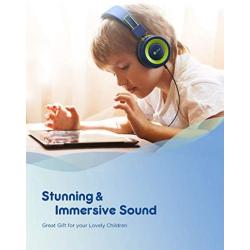 iClever Kids Headphones - Wired Headphones Kids, Adjustable Headband, Stereo Sound, Foldable, Untangled Wires, 3.5mm Aux Jack, 94dB Volume Limited - Childrens Headphones on Ear, Blue (Blue)