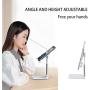 Cell Phone Stand, Jiduo Phone Holder Adjustable Height Smart Phone Accessories Compatible with Ipad Tablet for Desk Bedside Office Foldable (White)