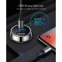 [Pure Copper] USB C Car Charger, SUPERONE 36W 6A Dual USB Car Charger Adapter with 18W PD Port, Quick Charge 3.0 and LED Voltmeter for iPhone 11 Pro Max, Google Pixel 4/4 XL, Samsung S10 and More