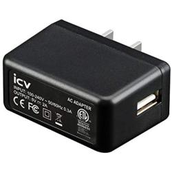 icv USB Wall Charger – 5V 2A AC Power Adapter with US Plug for Phone, Tablet and Other Related USB Powered Devices Small and Lightweight – Designed for Safety