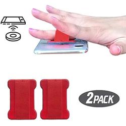 [2pc] Finger Strap Phone Holder - Ultra Thin Anti-Slip Universal Cell Phone Grips Band Holder for Back of Phone (Red)