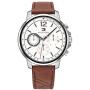 Tommy Hilfiger Mens Casual Stainless Steel Quartz Watch with Leather Strap, Brown, 20 (Model: 1791531)