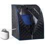 KUPPET 2020s Newest Portable Folding steam Sauna Room 2L Single-use Home Sauna spa, Weight Loss Through Chair, Remote Control, steam Pot, Foot pad, mat (Black)