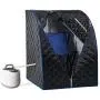 KUPPET 2020s Newest Portable Folding steam Sauna Room 2L Single-use Home Sauna spa, Weight Loss Through Chair, Remote Control, steam Pot, Foot pad, mat (Black)