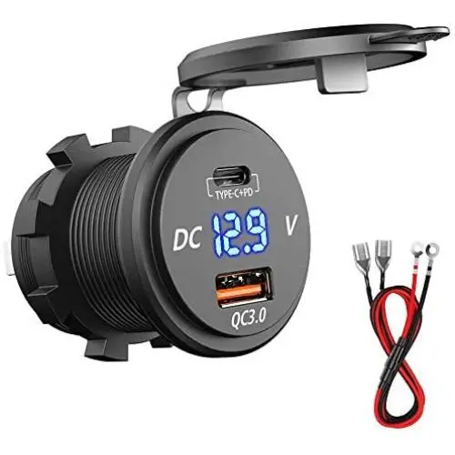 PD Type C USB Car Charger Socket 18W and QC 3.0 USB Quick Charge Socket 12V/24V Car Power Outlet Waterproof 64W Power Delivery 2.0 36W for Motorcycle Marine Boat RV ATV (Orange) PD Type C USB Car Charger Socket 18W and QC 3.0 USB Quick Charge Socket 12V/24V Car Power Outlet Waterproof 64W Power Delivery 2.0 36W for Motorcycle Marine Boat RV ATV (Orange)