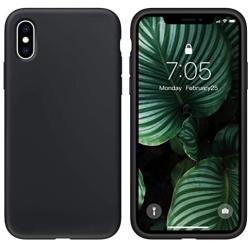 OuXul Case for iPhone X/iPhone Xs Liquid Silicone Gel Rubber Phone Case,iPhone X/iPhone Xs 5.8 Inch Full Body Slim Soft Microfiber Lining Protective Case（Black）