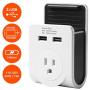 Link2Home EM-1601 Dual USB Port Power Adaptor with Smartphone Cradle, White