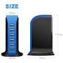 Quick Charge 3.0 USB Wall Charger 6 Ports QC 3.0 Desktop USB Hub Charging Station,Travel Charger Fast Charging Compatible with Phones,Tablets,Smartphones and More(Balck +Blue)