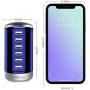 6 Ports Desktop Charging Station USB Hub Wall Charger with QC 2.1,Compatible for Smart Phones, Tablets, and Other Electronics (Blue)