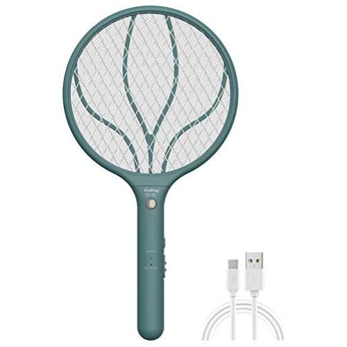 Endbug Rechargeable Fly Swatter Racket Handheld Bug Zapper with LED Light, USB Charging Electric Mosquito, Fly Insect Killer Indoor Outdoor (Green)