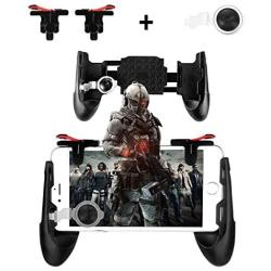 Newseego Mobile Game Controllers, Phone Triggers for Mobile Phone, Shooter Sensitive Controller Joysticks Gamepad for Knives Out/Rules of Survival(1 Pair Triggers + 3 in 1 Portable Gamepad)
