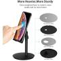 Cell Phone Stand, Tablet Holder, SAIJI Height Adjustable Aluminum Stand Mount, Compatible with iPhone, Samsung Cell Phone, Tablet, iPad, Nintendo Switch, Kindle, Up to 10 Inch Screen (Black2)