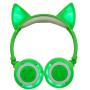 Alician Cute Cat Ear Rechargeable Gaming Headset with LED Lights Colorful Over Ear Foldable Headphones with Mic for Cell Phone