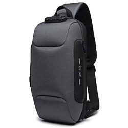 OZUKO Sling Backpack USB Anti-Theft MenS Chest Bag Casual Shoulder Bag