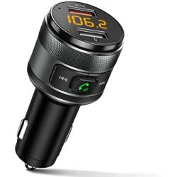 IMDEN Bluetooth 5.0 FM Transmitter for Car, 3.0 Wireless Bluetooth FM Radio Adapter Music Player FM Transmitter/Car Kit with Hands-Free Calling and 2 USB Ports Charger Support USB Drive