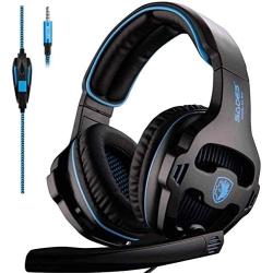 SADES SA810 Stereo Gaming Headset for Xbox One, PS4, PC, Controller, Surround Sound Over-Ear Headphones with Noise Cancelling Mic, Light Weight Design Volume Control for Laptop Mac Compute