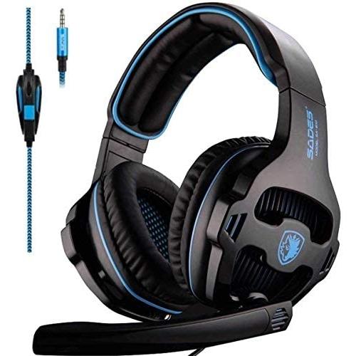 SADES SA810 Stereo Gaming Headset for Xbox One, PS4, PC, Controller, Surround Sound Over-Ear Headphones with Noise Cancelling Mic, Light Weight Design Volume Control for Laptop Mac Compute