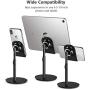 Cell Phone Stand, Tablet Holder, SAIJI Height Adjustable Aluminum Stand Mount, Compatible with iPhone, Samsung Cell Phone, Tablet, iPad, Nintendo Switch, Kindle, Up to 10 Inch Screen (Black2)
