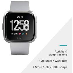 Fitbit Versa Smart Watch, Gray/Silver Aluminium, One Size (S & L Bands Included) (Renewed)
