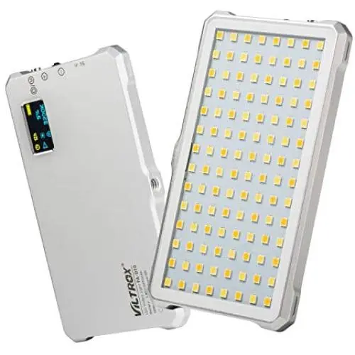 LED Mini Fill Light, 112 LED Bi-Color Dimmable Video Light with CRI 96+, 3200-5600K, Lithium Battery and OLED Display for Digital SLR Camera/Camcorder LED Mini Fill Light, 112 LED Bi-Color Dimmable Video Light with CRI 96+, 3200-5600K, Lithium Battery and OLED Display for Digital SLR Camera/Camcorder