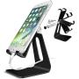 POKANIC Cell Phone Stand Dock Holder Cradle Mount Organizer Charger StationTable, Desktop Bed Office School Kitchen Travel Foldable Portable Adjustable, Multi-Angle Aluminum Non-Slip, Kids (Black)