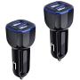 Car Charger, 2.4A 12W AndHot 2 Pack Mini Dual USB Port Car Charger Adapter Plug Compatible with iPhone 11 Pro Max XR XS X 8 7 6S Plus, Samsung Galaxy S10 Note 10 A50, LG, Moto, Google Pixel, Android