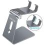 Adjustable Cell Phone Stand, OMOTON Desktop Cell Phone Stand Tablet Stand, Advanced 4mm Thickness Aluminum Stand Holder for Mobile Phone and Tablet (Up to 10.1 inch) … (Grey)