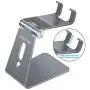 Adjustable Cell Phone Stand, OMOTON Desktop Cell Phone Stand Tablet Stand, Advanced 4mm Thickness Aluminum Stand Holder for Mobile Phone and Tablet (Up to 10.1 inch) … (Grey)