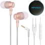 KINVOCA Wired Metal In Ear Earbuds Headphones with Microphone Volume and Case, Bass Stereo Noise Isolating Inear Earphones Ear Buds for Cell Phones, Aluminum Alloy, Carabiner, 3.5mm Jack, Rose Gold