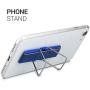 kwmobile Universal Elastic Finger Holder for Smartphones - PU Leather Stretch Grip Finger Strap with Stand Compatible with All Smartphones - Blue