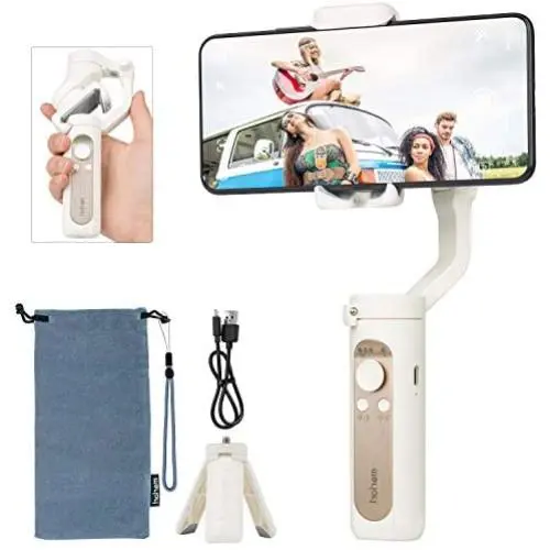 Hohem iSteady X - 3-Axis 0.5 lbs Lightweight Smartphone Gimbal Foldable Handheld Pocket Stabilizer Youtuber Vlogger Live Video for iPhone 11 Pro Max X XS, Android - White