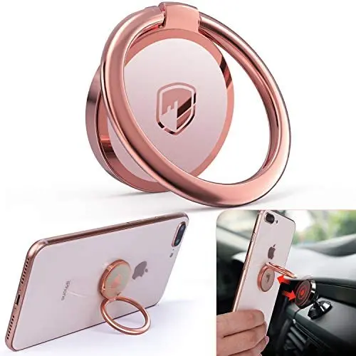 Phone Ring Holder Finger Kickstand - FITFORT 360° Rotation Metal Ring Grip for Magnetic Car Mount Compatible with All Smartphone-Rose Gold Phone Ring Holder Finger Kickstand - FITFORT 360° Rotation Metal Ring Grip for Magnetic Car Mount Compatible with All Smartphone-Rose Gold