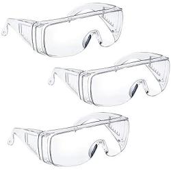 Safety Glasses Over Glasses Goggles Protective Eyewear for Work - Anti Fog Shooting Glasses Eye Protection with Clear Vision,Scratch & UV Resistant Safety Glasses for Men Women Lab Clear 3 Pack