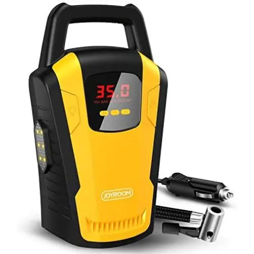 joyroom Air Compressor Tire Inflator - Car Tire Pump with Digital Display Pressure Gauge, Bright Emergency Flashlight - 150 PSI 12V DC for Cars, Trucks, Bicycles, Balls (CZK-3650.)