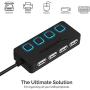 Sabrent 4-Port USB 2.0 Hub with Individual LED lit Power Switches (HB-UMLS)