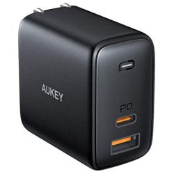 USB C Charger AUKEY Omnia 65W Fast Charger (Dual Port USB C PD 3.0 Plus USB A) with GaNFast Technology and Dynamic Detect PD Charger Wall Charger for iPhone 11 Pro Max, Google Pixel 3 XL, LG, Samsung