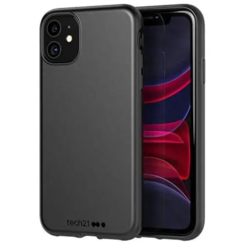 tech21 Studio Colour Mobile Phone Case - Compatible with iPhone 11 - Slim Profile with Anti-Microbial Properties and Drop Protection, Black tech21 Studio Colour Mobile Phone Case - Compatible with iPhone 11 - Slim Profile with Anti-Microbial Properties and Drop Protection, Black