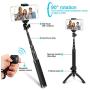 Fotopro 28" Selfie Stick Tripod with Bluetooth Remote Cliker, Phone Tripod Mount, Removable Mini Tripod, for Android Smartphone iPhone X 7 Plus, Samsung Galaxy S9 Note 8, Huawei P20, Best Travel Gifts